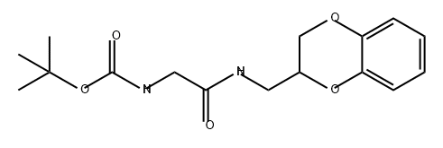 Carbamic acid, N-[2-[[(2,3-dihydro-1,4-benzodioxin-2-yl)methyl]amino]-2-oxoethyl]-, 1,1-dimethylethyl ester Struktur