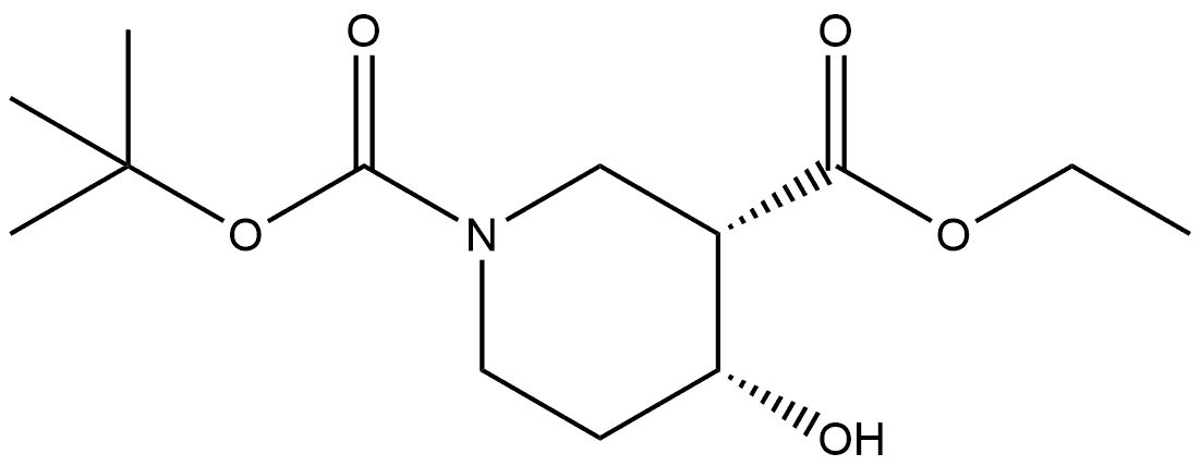 1,3-Piperidinedicarboxylic acid, 4-hydroxy-, 1-(1,1-dimethylethyl) 3-ethylester, (3R,4S)-rel-(-)- Struktur