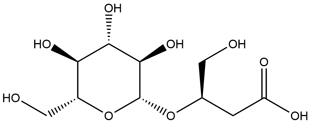 Butanoic acid, 3-(β-D-glucopyranosyloxy)-4-hydroxy-, (3R)- Struktur