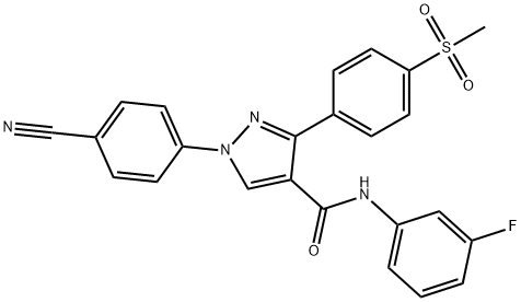 1H-Pyrazole-4-carboxamide, 1-(4-cyanophenyl)-N-(3-fluorophenyl)-3-[4-(methylsulfonyl)phenyl]- Struktur