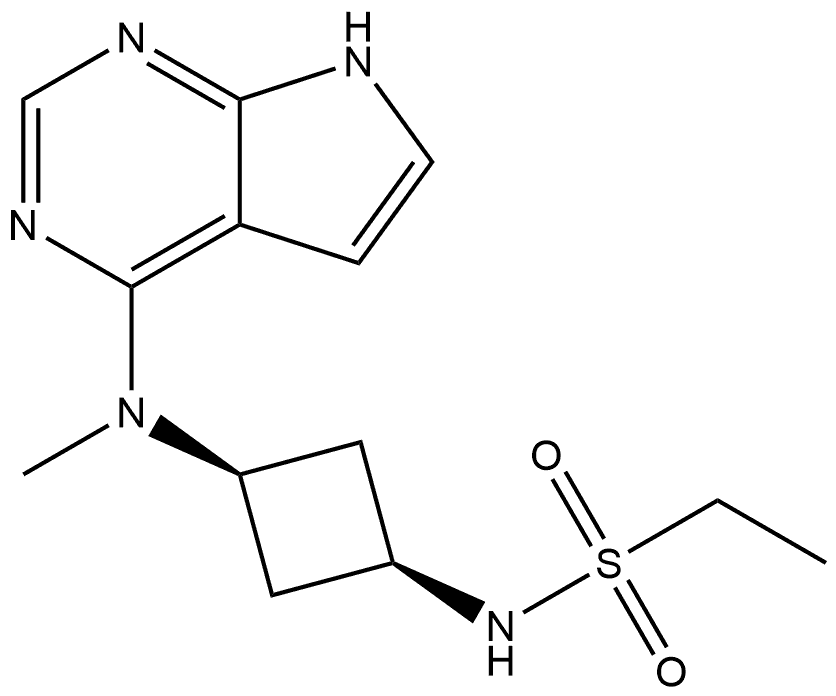 N-(cis-3-(methyl(7H-pyrrolo[2,3-d]pyrimidin-4-yl)amino)cyclobutyl)ethanesulfonamide Struktur