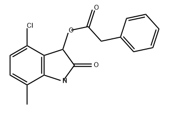 Benzeneacetic acid, 4-chloro-2,3-dihydro-7-methyl-2-oxo-1H-indol-3-yl ester