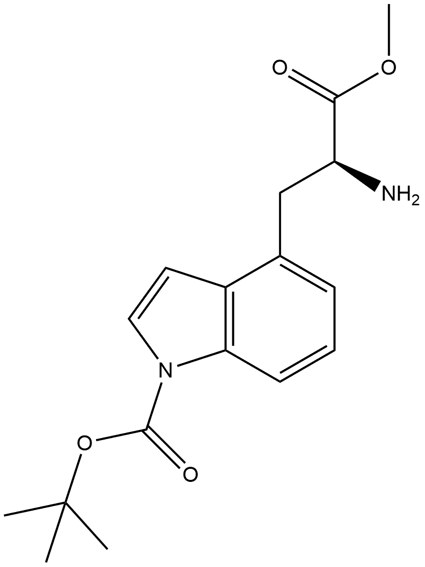 1H-Indole-4-propanoic acid, α-amino-1-[(1,1-dimethylethoxy)carbonyl]-, methyl ester, (αS)- Struktur