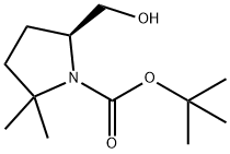 1-Pyrrolidinecarboxylic acid, 5-(hydroxymethyl)-2,2-dimethyl-, 1,1-dimethylethyl ester, (5S)- Struktur