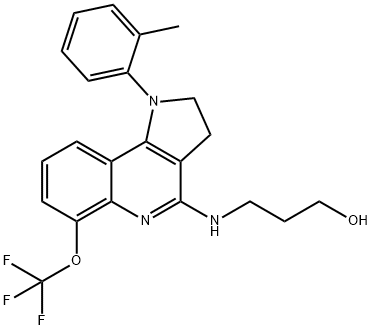 1-Propanol, 3-[[2,3-dihydro-1-(2-methylphenyl)-6-(trifluoromethoxy)-1H-pyrrolo[3,2-c]quinolin-4-yl]amino]- Struktur