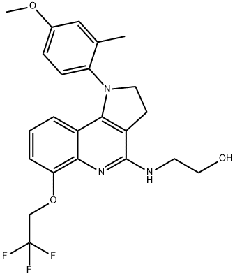 Ethanol, 2-[[2,3-dihydro-1-(4-methoxy-2-methylphenyl)-6-(2,2,2-trifluoroethoxy)-1H-pyrrolo[3,2-c]quinolin-4-yl]amino]- Struktur