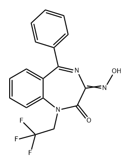 1H-1,4-Benzodiazepine-2,3-dione, 5-phenyl-1-(2,2,2-trifluoroethyl)-, 3-oxime Struktur