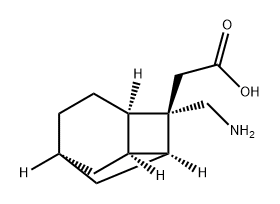 Tricyclo[4.2.1.03,8]nonane-2-acetic acid, 2-(aminomethyl)-, (1S,2S,3R,6S,8S)- Struktur