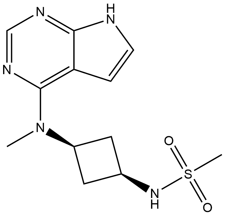 N-((1s,3s)-3-(methyl(7H-pyrrolo[2,3-d]pyrimidin-4-yl)amino)cyclobutyl)methanesulfonamide Struktur