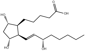 Cyclopentanepentanoic acid, 3,5-dihydroxy-2-[(1E,3S)-3-hydroxy-1-octen-1-yl]-, (1S,2R,3R,5S)- Struktur