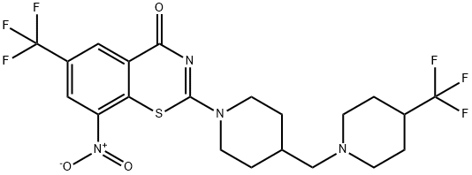 4H-1,3-Benzothiazin-4-one, 8-nitro-6-(trifluoromethyl)-2-[4-[[4-(trifluoromethyl)-1-piperidinyl]methyl]-1-piperidinyl]- Struktur