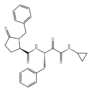 2-Pyrrolidinecarboxamide, N-[(1S)-3-(cyclopropylamino)-2,3-dioxo-1-(phenylmethyl)propyl]-5-oxo-1-(phenylmethyl)-, (2R)- Struktur