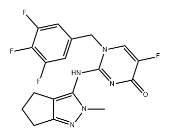 4(1H)-Pyrimidinone, 5-fluoro-2-[(2,4,5,6-tetrahydro-2-methyl-3-cyclopentapyrazolyl)amino]-1-[(3,4,5-trifluorophenyl)methyl]- Struktur