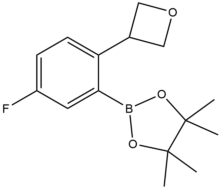 2-[5-Fluoro-2-(3-oxetanyl)phenyl]-4,4,5,5-tetramethyl-1,3,2-dioxaborolane Struktur