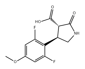 3-Pyrrolidinecarboxylic acid, 4-(2,6-difluoro-4-methoxyphenyl)-2-oxo-, (3S,4R)- Struktur