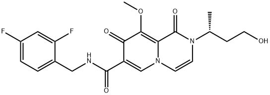 2H-Pyrido[1,2-a]pyrazine-7-carboxamide, N-[(2,4-difluorophenyl)methyl]-1,8-dihydro-2-[(1R)-3-hydroxy-1-methylpropyl]-9-methoxy-1,8-dioxo- Struktur