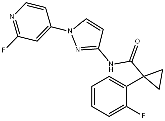 Cyclopropanecarboxamide, 1-(2-fluorophenyl)-N-[1-(2-fluoro-4-pyridinyl)-1H-pyrazol-3-yl]- Struktur