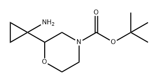 4-Morpholinecarboxylic acid, 2-(1-aminocyclopropyl)-, 1,1-dimethylethyl ester Struktur