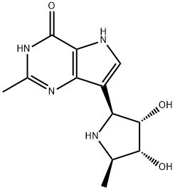 4H-Pyrrolo3,2-dpyrimidin-4-one, 7-(2S,3S,4R,5R)-3,4-dihydroxy-5-methyl-2-pyrrolidinyl-1,5-dihydro-2-methyl- Struktur