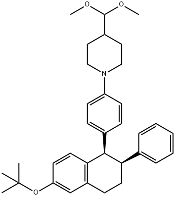 Piperidine, 4-(dimethoxymethyl)-1-[4-[(1R,2S)-6-(1,1-dimethylethoxy)-1,2,3,4-tetrahydro-2-phenyl-1-naphthalenyl]phenyl]- Struktur