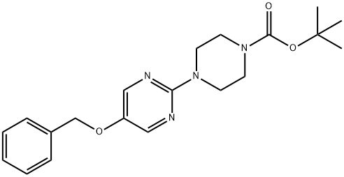 1-Piperazinecarboxylic acid, 4-[5-(phenylmethoxy)-2-pyrimidinyl]-, 1,1-dimethylethyl ester Struktur