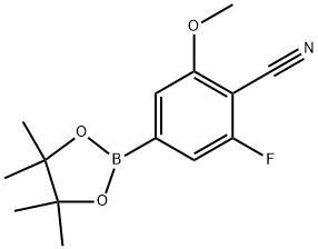 2-FLUORO-6-METHOXY-4-(4,4.5,5-TETRAMETHYL-1.3,2-DIOXABOROLAN-2-YL)BENZONITRILE Struktur