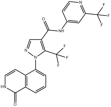 1H-Pyrazole-4-carboxamide, 1-(1,2-dihydro-1-oxo-5-isoquinolinyl)-5-(trifluoromethyl)-N-[2-(trifluoromethyl)-4-pyridinyl]- Struktur