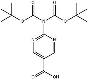 2-{bis[(tert-butoxy)carbonyl]amino}pyrimidine-5-carboxylic acid Struktur