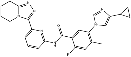 Benzamide, 5-(4-cyclopropyl-1H-imidazol-1-yl)-2-fluoro-4-methyl-N-[6-(5,6,7,8-tetrahydro-1,2,4-triazolo[4,3-a]pyridin-3-yl)-2-pyridinyl]- Struktur