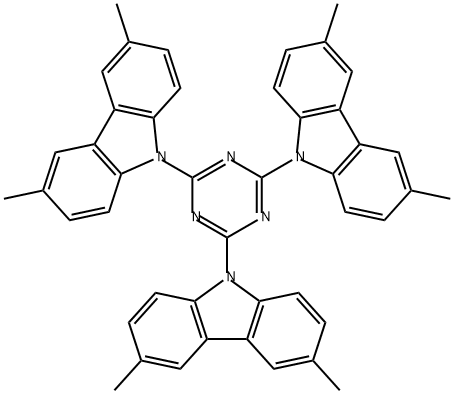 9H-Carbazole, 9,9',9''-(1,3,5-triazine-2,4,6-triyl)tris[3,6-dimethyl- Struktur