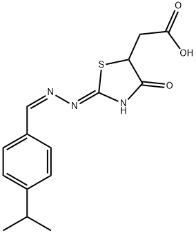 5-Thiazolidineacetic acid, 2-[(2Z)-2-[[4-(1-methylethyl)phenyl]methylene]hydrazinylidene]-4-oxo-, (2Z)- Struktur