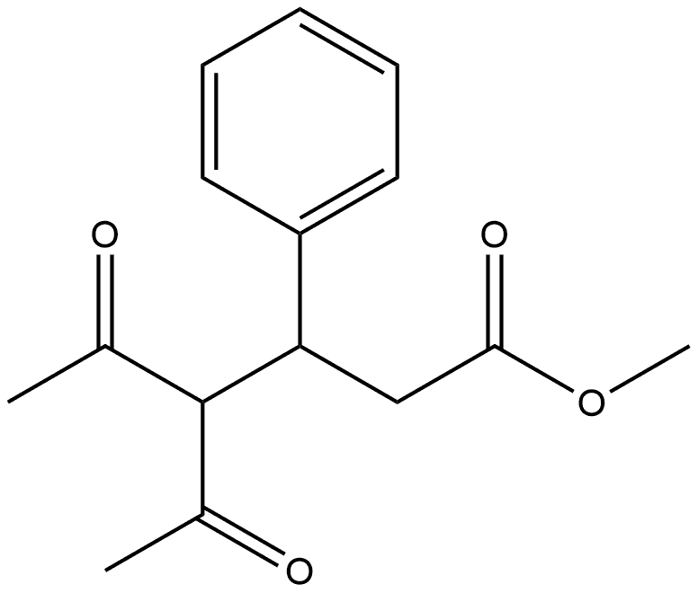 Benzenepropanoic acid, β-(1-acetyl-2-oxopropyl)-, methyl ester Struktur