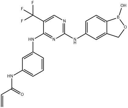 2-Propenamide, N-[3-[[2-[(1,3-dihydro-1-hydroxy-2,1-benzoxaborol-5-yl)amino]-5-(trifluoromethyl)-4-pyrimidinyl]amino]phenyl]- Struktur