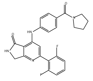 5H-Pyrrolo[3,4-b]pyridin-5-one, 2-(2,6-difluorophenyl)-6,7-dihydro-4-[[4-(1-pyrrolidinylcarbonyl)phenyl]amino]- Struktur