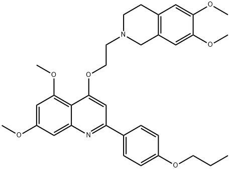 Quinoline, 4-[2-(3,4-dihydro-6,7-dimethoxy-2(1H)-isoquinolinyl)ethoxy]-5,7-dimethoxy-2-(4-propoxyphenyl)- Struktur