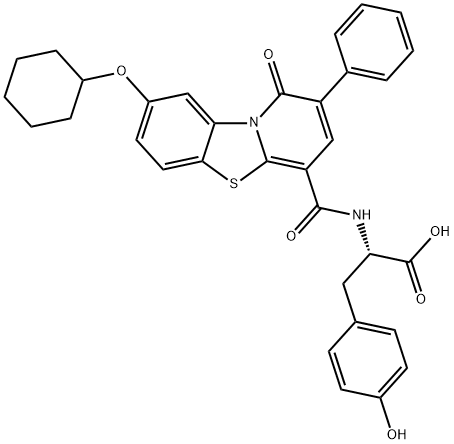 L-Tyrosine, N-[[8-(cyclohexyloxy)-1-oxo-2-phenyl-1H-pyrido[2,1-b]benzothiazol-4-yl]carbonyl]- Struktur