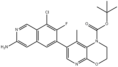 1,1-Dimethylethyl 7-(3-amino-8-chloro-7-fluoro-6-isoquinolinyl)-2,3-dihydro-8-methyl-1H-pyrido[2,3-b][1,4]oxazine-1-carboxylate Struktur