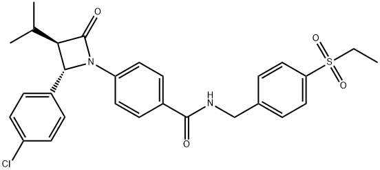 Benzamide, 4-[(2S,3R)-2-(4-chlorophenyl)-3-(1-methylethyl)-4-oxo-1-azetidinyl]-N-[[4-(ethylsulfonyl)phenyl]methyl]- Struktur