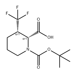 1,2-Piperidinedicarboxylic acid, 3-(trifluoromethyl)-, 1-(1,1-dimethylethyl) ester, (2R,3S)-rel- Struktur