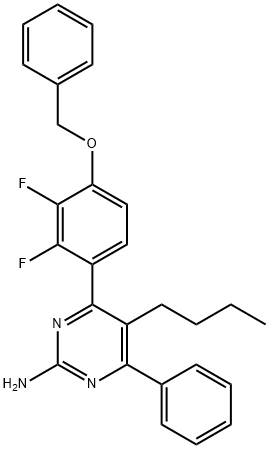 5-Butyl-4-[2,3-difluoro-4-(phenylmethoxy)phenyl]-6-phenyl-2-pyrimidinamine Struktur