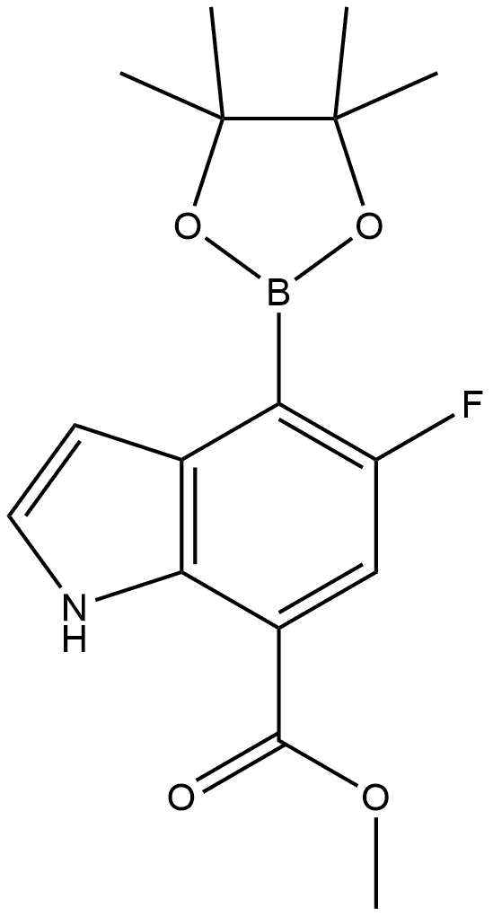 methyl 5-fluoro-4-(4,4,5,5-tetramethyl-1,3,2-dioxaborolan-2-yl)-1H-indole-7-carboxylate Struktur