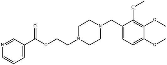 3-Pyridinecarboxylic acid, 2-[4-[(2,3,4-trimethoxyphenyl)methyl]-1-piperazinyl]ethyl ester Struktur