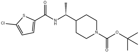 1-Piperidinecarboxylic acid, 4-[(1R)-1-[[(5-chloro-2-thienyl)carbonyl]amino]ethyl]-, 1,1-dimethylethyl ester Struktur