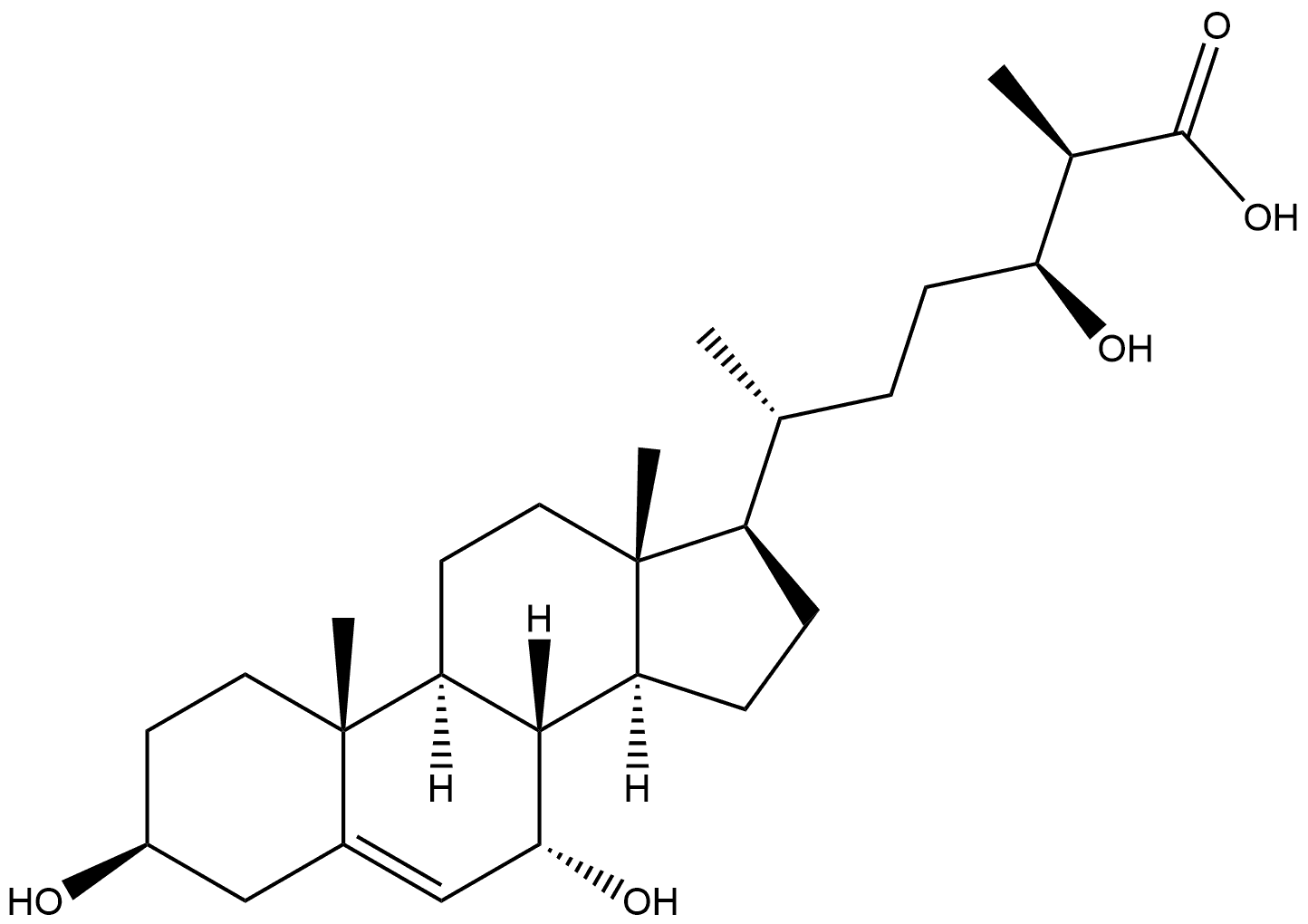 Cholest-5-en-26-oic acid, 3,7,24-trihydroxy-, (3β,7α,24S,25R)- Struktur