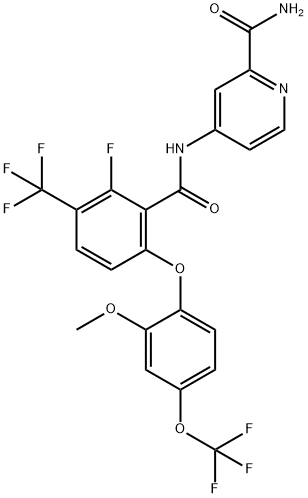 2-Pyridinecarboxamide, 4-[[2-fluoro-6-[2-methoxy-4-(trifluoromethoxy)phenoxy]-3-(trifluoromethyl)benzoyl]amino]- Struktur