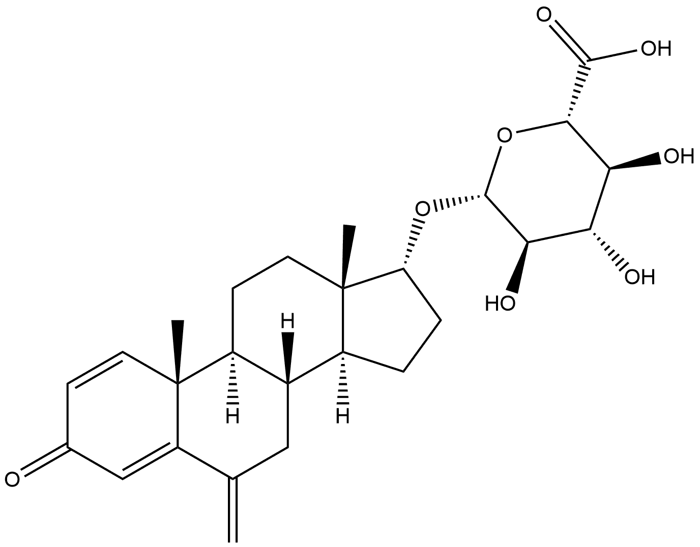 β-D-Glucopyranosiduronic acid, (17β)-6-methylene-3-oxoandrosta-1,4-dien-17-yl Struktur