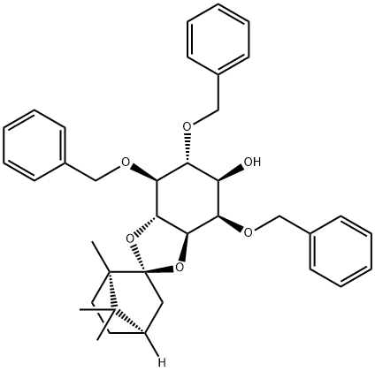 D-myo-Inositol, 2,5,6-tris-O-(phenylmethyl)-3,4-O-(1R,2R,4R)-1,7,7-trimethylbicyclo2.2.1hept-2-ylidene- Struktur