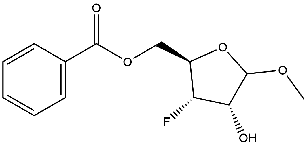 1-O-Methyl-5-O-benzoyl-3-deoxy-3-fluoro-α,β-D-ribofuranose Struktur