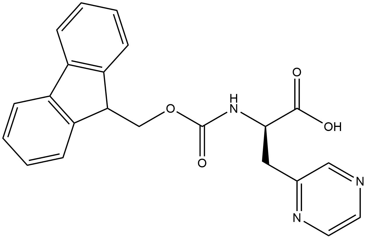 2-Pyrazinepropanoic acid, α-[[(9H-fluoren-9-ylmethoxy)carbonyl]amino]-, (αR)- Struktur