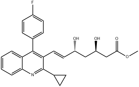 6-Heptenoic acid, 7-[2-cyclopropyl-4-(4-fluorophenyl)-3-quinolinyl]-3,5-dihydroxy-, methyl ester, (3R,5R,6E)- Struktur